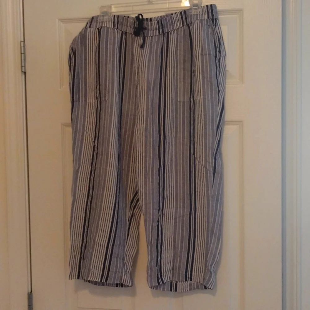 ⚡5/$25 Coral Bay linen blend capri length elastic pull string pants